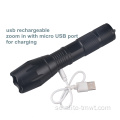 Range Zoom Rechargeable USB Tactical ficklampa för utomhus